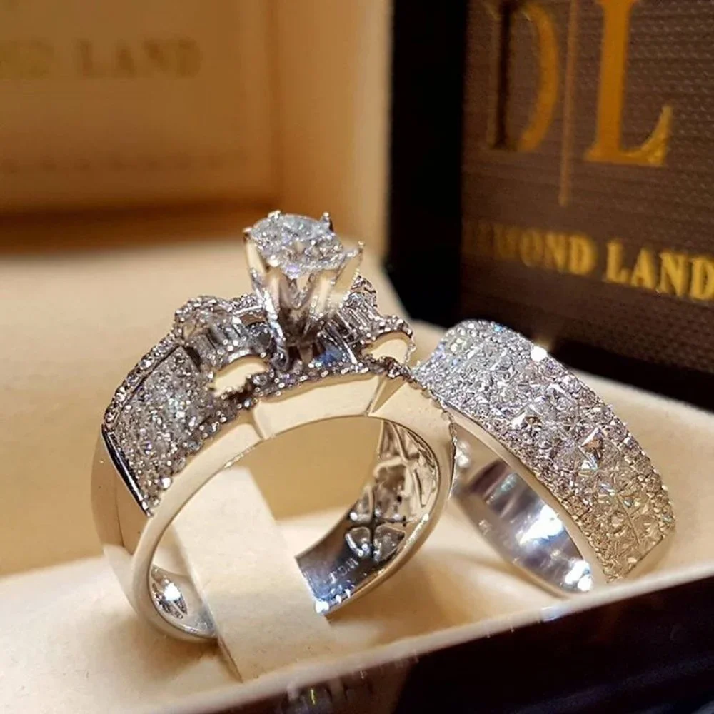 SALE ** BRAND NEW ** BEAUTIFUL .925 2PC DIAMOND RING SET